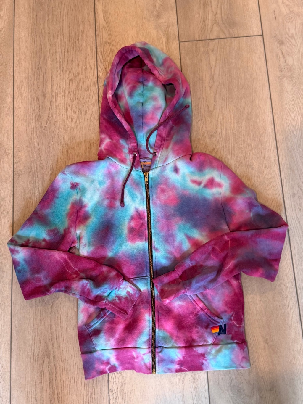 Aviator Nation Tie-Dye Zip Hoodie Pink, Blue & Purple